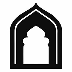 Islamic window shape silhouette vector on white background