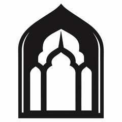 Islamic window shape silhouette vector on white background