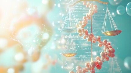 Conceptual visualization of bioethics showcasing abstract scales symbolic pathways ethical medical practices