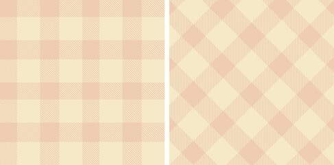 Pastel Seamless Tartan in Vivid Light Peach tones Fabric Design