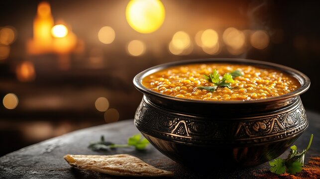 dal Makhni Idian dish in a bowl, Ramadan vibes 