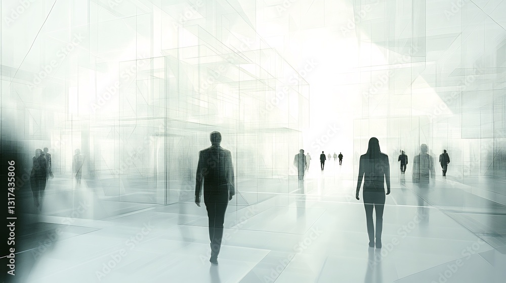 Aufkleber Conceptual visualization of organizational design highlighting geometric shapes interconnected pathways structural efficiency