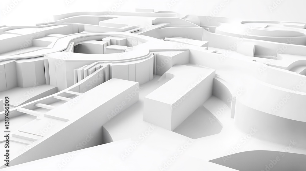 Poster Conceptual visualization of organizational design highlighting geometric shapes interconnected pathways structural efficiency