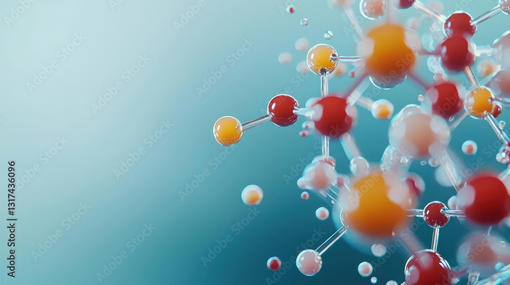 Poster abstract molecular structure rendering against a blueish background