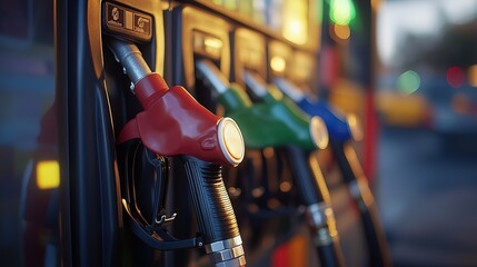 gas nozzle at gas station, fuel concept 