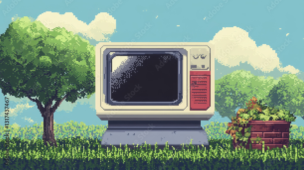 Aufkleber pixel retro font computer game design vector illustration