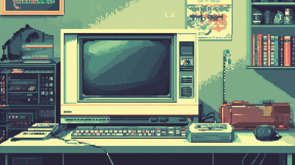 Pixel retro font computer game design vector illustration