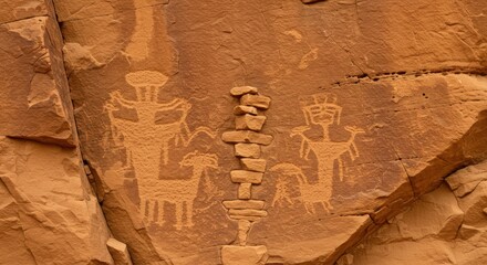 Ancient Rock Carving of Stacked Stones
