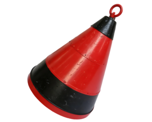 Red and Black Striped Maritime Buoy