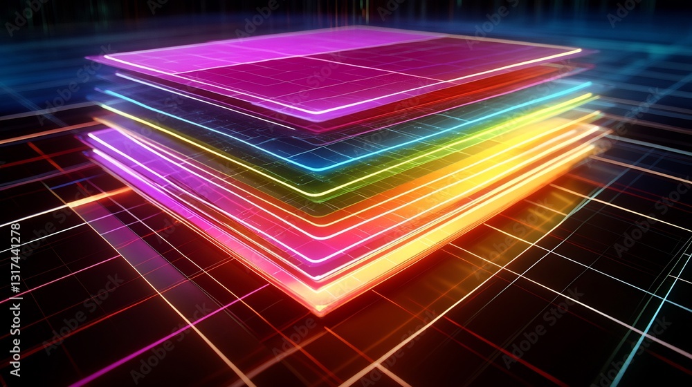 Poster customer segmentation displayed glowing layer colorcoded zone futuristic grid