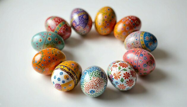 Decorated Easter Eggs in Circular Arrangement