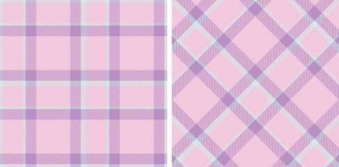 Dark Ice and Vivid Pale Mauve Seamless Tartan Fabric Design