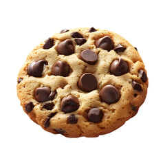 Fluffy 3D Cartoon Chocolate Chip Cookie with Glowing Isolated on Transparent Background
