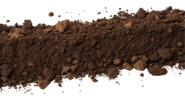 Loose clumps of brown soil