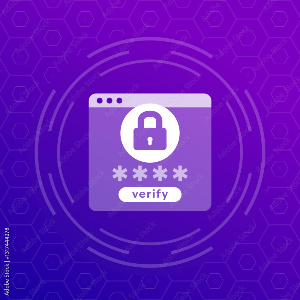 Poster otp verification icon, one-time passcode vector