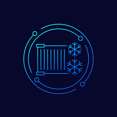 reefer container icon, refrigerated cargo, linear design
