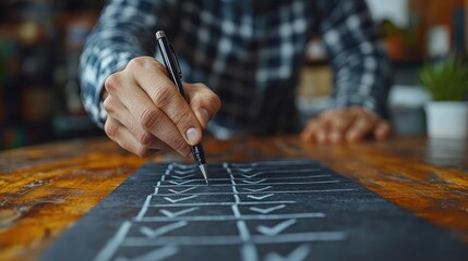 Planning and Goal Setting, A Man Checks Off Items on a Checklist