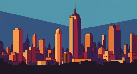Obraz premium Cubist Cityscape Vector Art