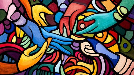 Highdetail depiction of civic collaboration abstract hand joining symbolic unity community effort