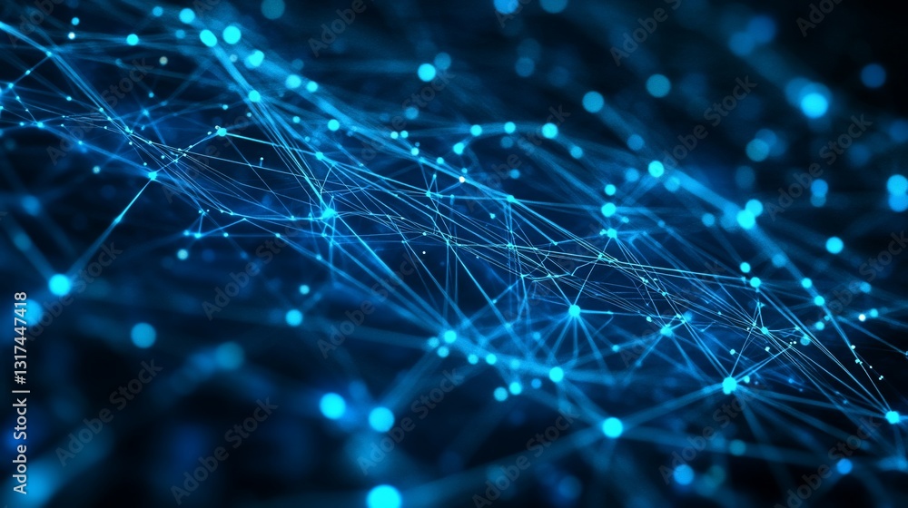 Poster abstract network connection digital data flow visualization: futuristic technology concept