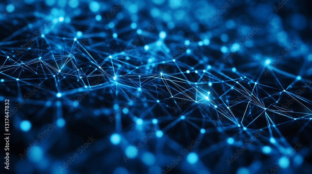Poster abstract network connection digital technology data visualization deep blue abstract background