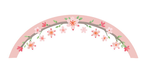 Naklejka premium Floral decorative arch with pink flowers