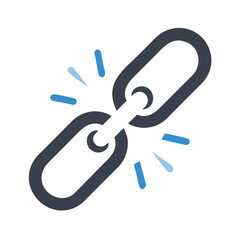 Broken chain link with impact effect