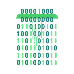 Falling green binary code in matrix style