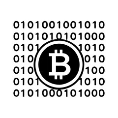 Obraz premium Bitcoin symbol with binary code background