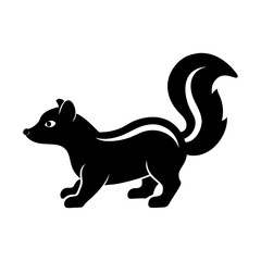Obraz premium Black skunk standing with raised tail