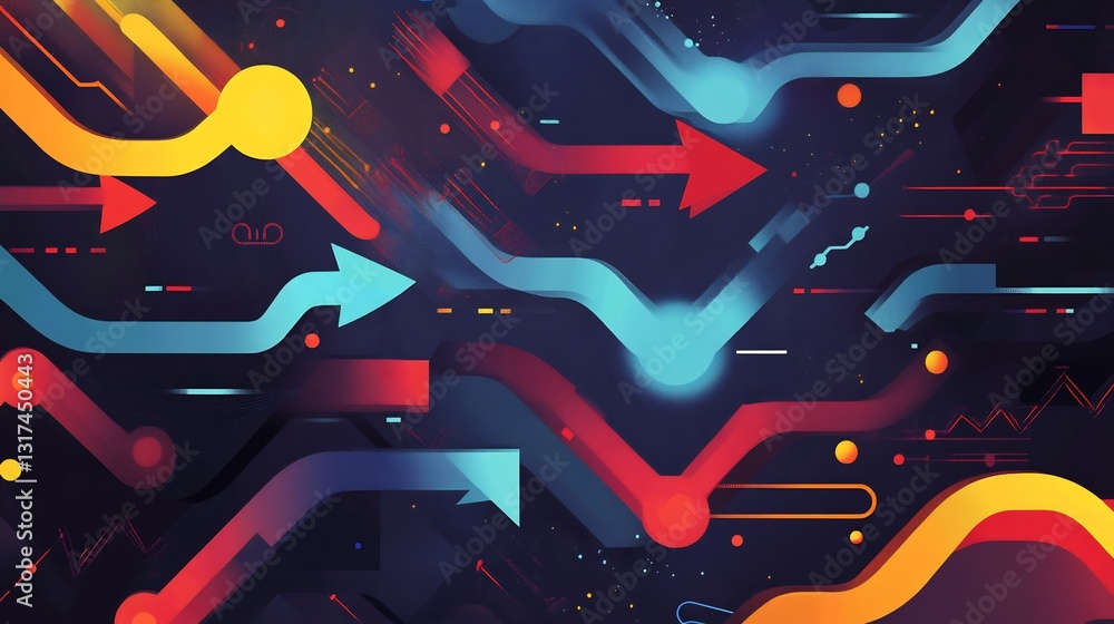 Poster Highdetail visualization of angel investment featuring symbolic arrow flowing patterns representing earlystage funding