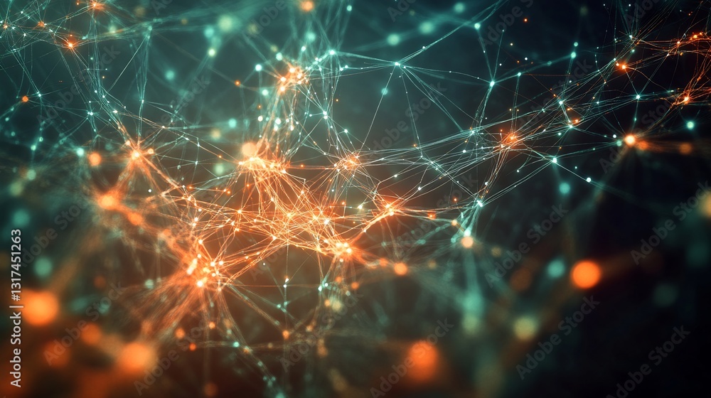 Fototapete Highdetail visualization of digital connectivity featuring abstract node data streams symbolizing communication networks