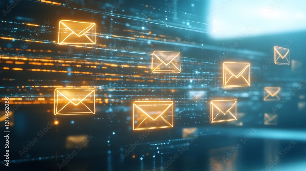 Aufkleber Highdetail visualization of email marketing featuring symbolic envelopes abstract layers effective campaigns
