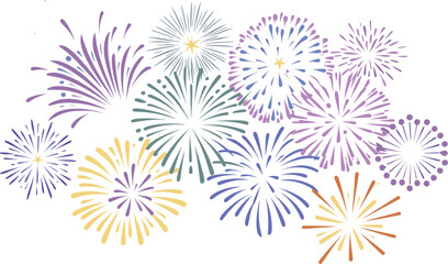 Set of new year firework vector illustration.