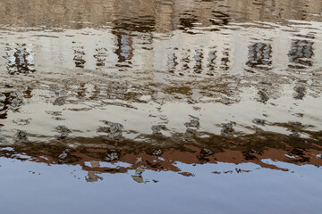 Reflection of a castle in Vltava, Cesky Krumlov, Czechia