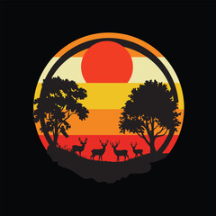 Retro Vintage Forest Animal T-Shirt Design