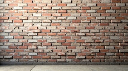 Rustic Brick Wall Background  A Textured Image Showing Aged Brickwork with Subtle Lighting and a Smooth Concrete Floor Ideal for Design Projects
