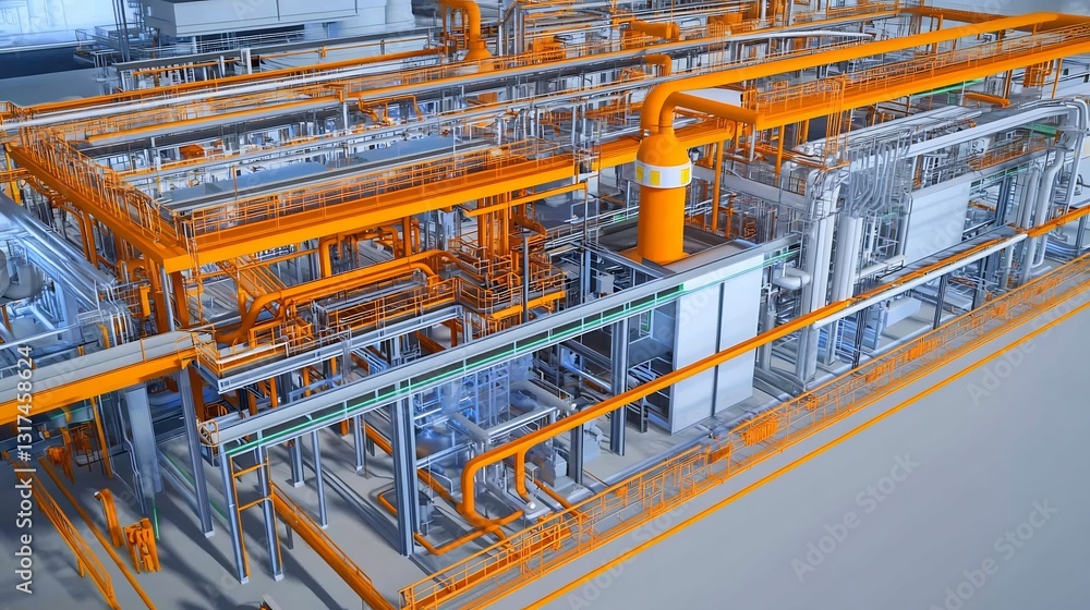 Fototapete Highdetail visualization of operation management process focusing workflow improvement quality control