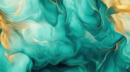 Obraz premium Elegant Teal and Gold Abstract Background with Fluid Swirls, Representing Luxury and Sophistication. Perfect for Website Headers, Social Media Banners, and Premium Branding.