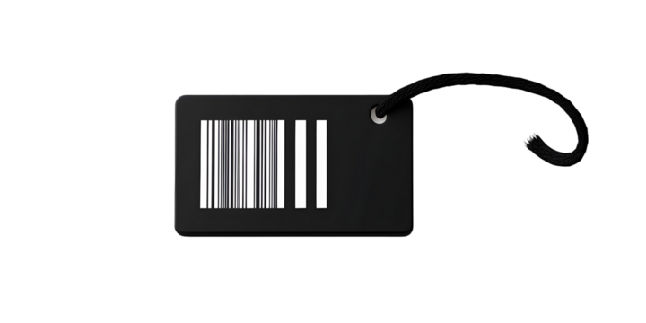 Black barcode, tag for products isolated on white or transparent background, with clipping path