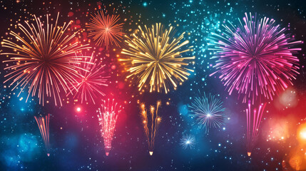 Fototapeta premium Firework shapes colorful festive vector icon.