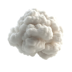 A Fluffy 3D Cotton Puff with Glowing Accents Floating Isolated on Transparent Background
