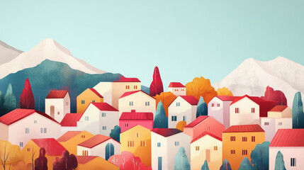 Landscape background, outdoor nature and city flat style, environment vector illustration. Set of nature backdrops, desert canyon, mountain valley and urban metropolis cityscape. Landscape collection