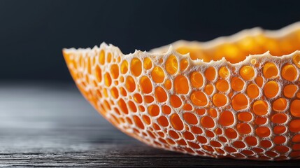 Close-up of an orange fruit with a textured surface. the fruit appears to be a mandarin or a similar type of fruit, with a bright orange color and a smooth texture.