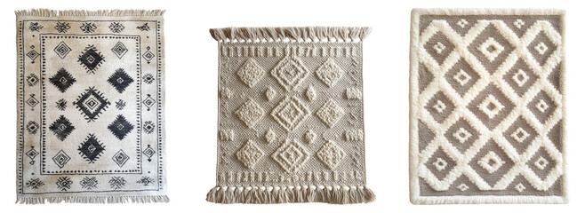 Collection of Decorative Rugs on Transparent Background for Design Use