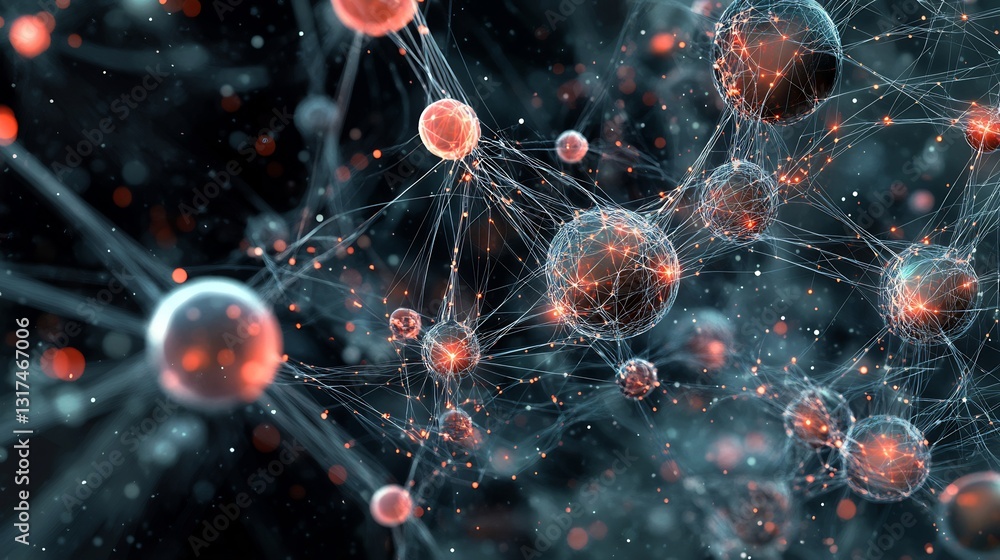 Poster Highresolution rendering of lead generation highlighting abstract nodes flowing connections potential customer identification