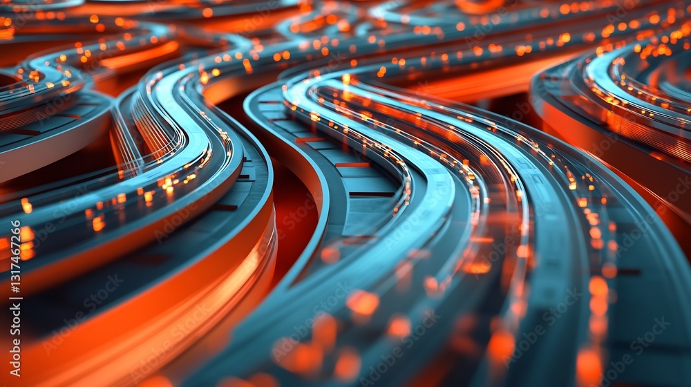 Poster Highresolution rendering of strategic growth emphasizing abstract representation of upward pathways market progress