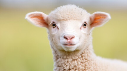 Obraz premium Close-up of a Cute Lamb in a Pasture