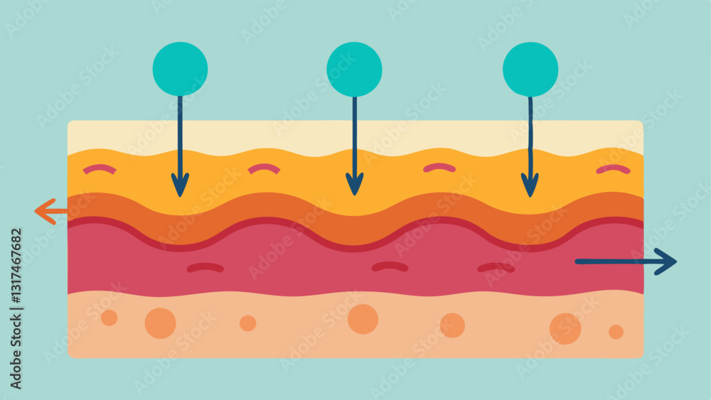 Poster skin layer interaction an illustration that layers skin types with arrows showing how nanotechnology