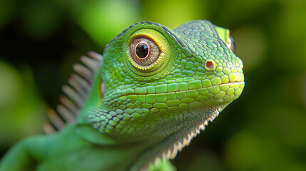 Obraz premium Close-up of a Green Iguana with Detailed Scaly Skin
